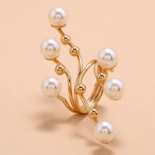 Minimalist Gold Pearl Ring for Women - Trendy Knuckle Jewelry for Parties and Gifts