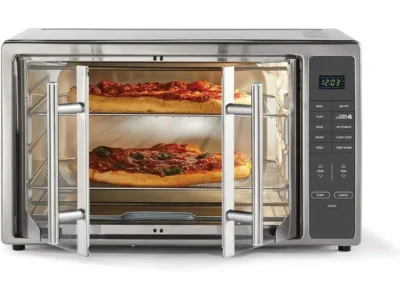 10-in-1 Air Fryer Oven - XL Countertop Toaster Oven with Digital Controls, Fits 2 16" Pizzas, Stainless Steel French Doors, Deep Fryer