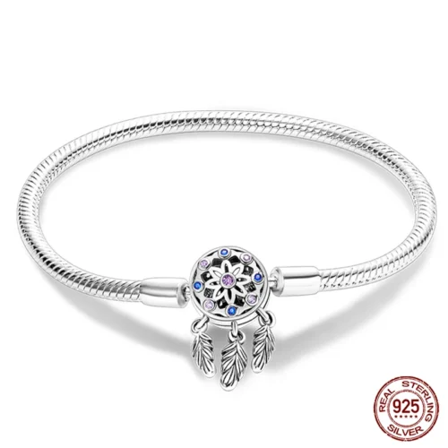 Exquisite 925 Silver DIY Charm Bracelet – Trendy Birthday Jewelry Gift for Women