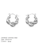 Threaded Hoop Earrings - Stainless Steel Twist Jewelry