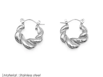 Threaded Hoop Earrings - Stainless Steel Twist Jewelry