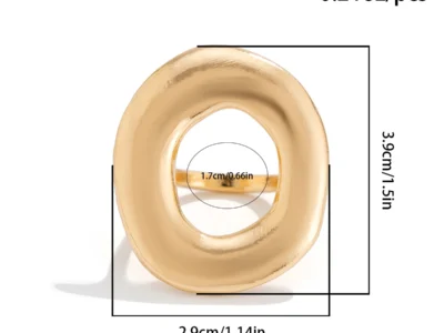 Trendy 2024 Large Gold Glossy Big Round Geometric Thick Finger Ring for Women - Punk Hip Hop Ladies Party Jewelry