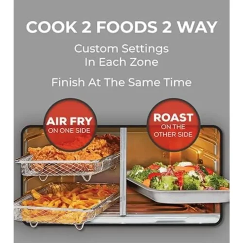 Double Zone Air Fryer Oven Combo – French Doors, 25QT Capacity, QuickSync Technology