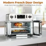 10-in-1 Toaster Oven Air Fryer Combo - 25QT Large Countertop Oven with 10 Touch Screen Presets, Stainless Steel French Doors