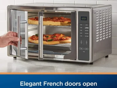 10-in-1 Air Fryer Oven - XL Countertop Toaster Oven with Digital Controls, Fits 2 16" Pizzas, Stainless Steel French Doors, Deep Fryer