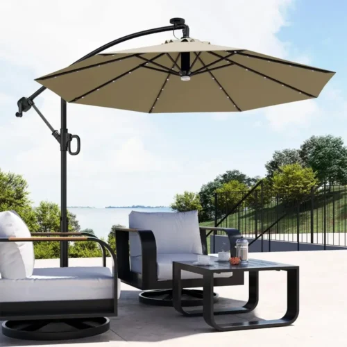Umbrella with LED Light: 10ft Outdoor Offset Patio Umbrella