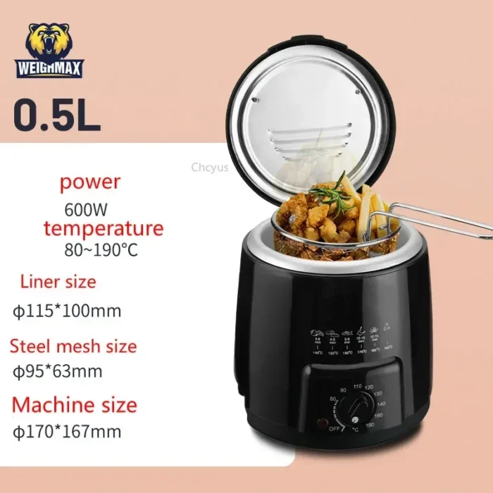 Upgraded Small Electric Fryer - Household and Commercial Multi-Function Fuel-Efficient Fryer with Electric Heating Pot