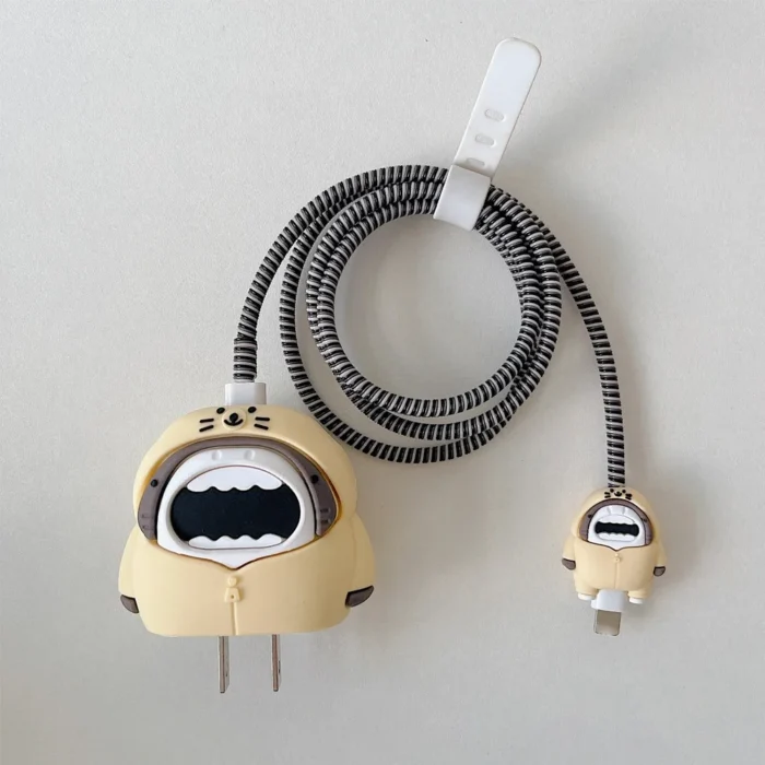 4 PCS Adorable Cartoon Cable Protectors for iPhone/iPad 18W/20W Chargers | Durable Data Line Covers