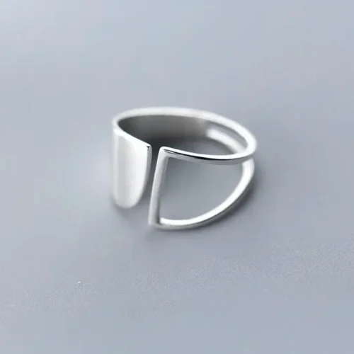 Exquisite 925 Sterling Silver Geometric Ring – Handmade Irregular Strip Design, Christmas Gift for Women