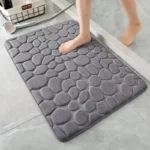 3D Cobblestone Embossed Bath Mat - Non-Slip, Absorbent, Quick Drying, Machine Washable Bathroom Doormat