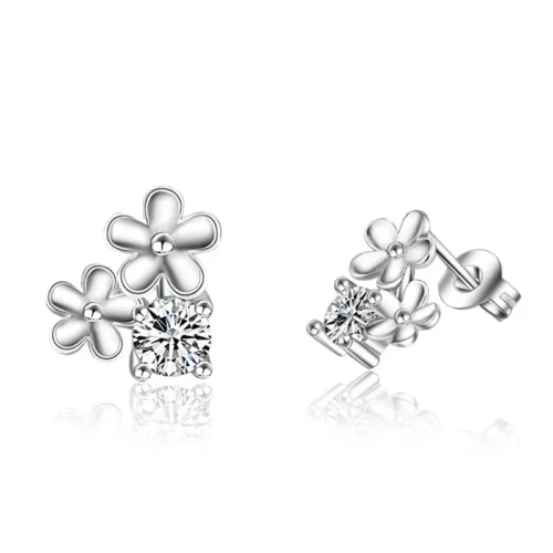 Exquisite 925 Sterling Silver Stud Earrings – Elegant Zircon Wedding Jewelry for Women