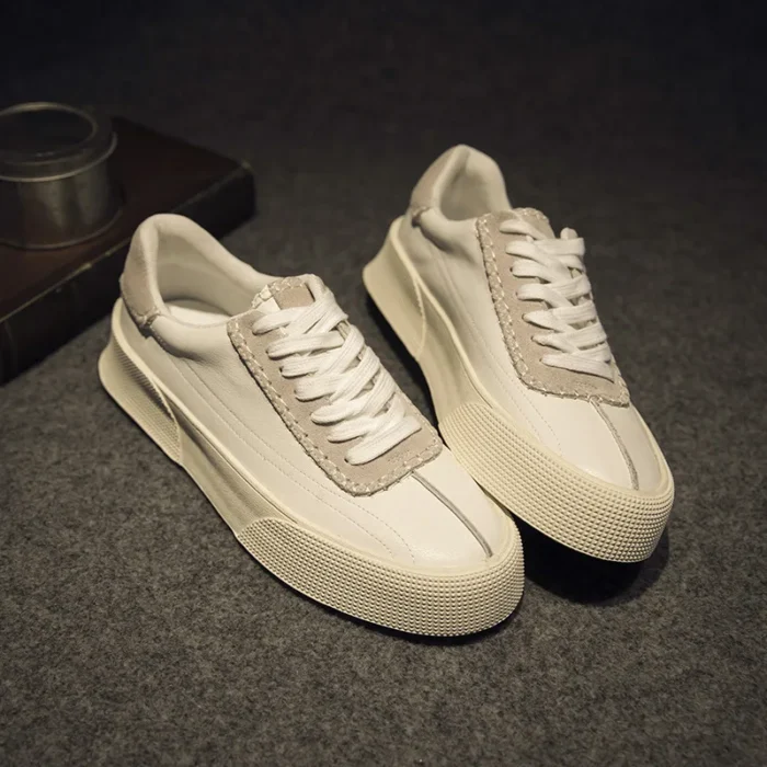 Men's Genuine Leather Board Shoes - Korean Fashion, Versatile, Breathable White Casual Shoes