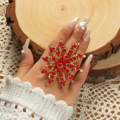 Luxury Crystal Flower Rings for Women - Vintage Statement Jewelry for Weddings and Gifts