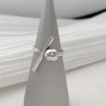 925 Sterling Silver Geometric Rings For Women – Handmade Irregular Strip, Great Christmas Gift