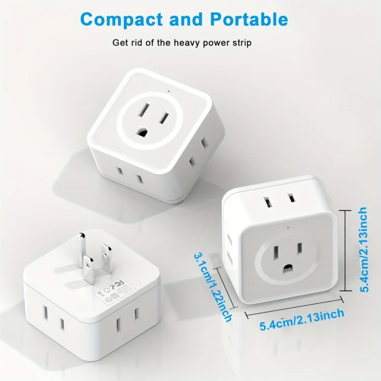 Multi-Plug Outlet Extender - 5 Way Splitter, 90 Degree Angled Side Adapter, Flat Wall Plug Expander