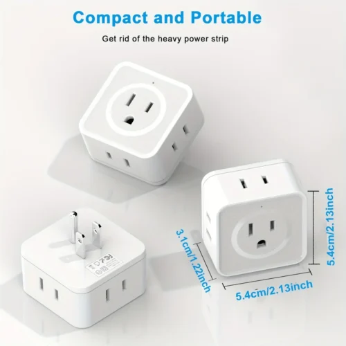Multi-Plug Outlet Extender, 5 Way Splitter with 90° Angled Side Adapter, Flat Wall Plug Expander
