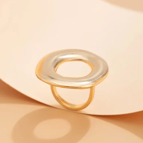 Bold 2024 Large Gold Geometric Ring – Punk Hip Hop Party Jewelry for Women