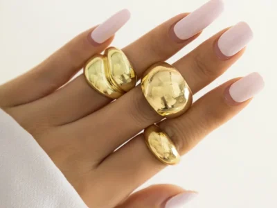 6Pcs Gold Geometric Open Rings Set for Women - Large Metal Irregular Chunky Jewelry, Perfect Gift