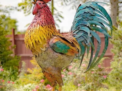 High-Quality Iron Art Rooster Model | Creative Indoor or Outdoor Garden Decoration