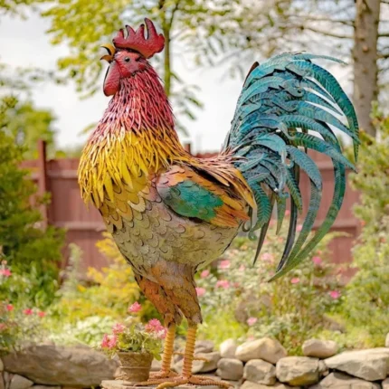 High-Quality Iron Art Rooster Model | Creative Indoor or Outdoor Garden Decoration
