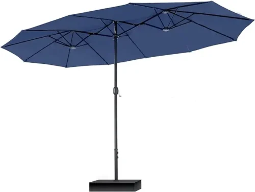Patio Umbrella with Base: 15ft Double-Sided Patio Umbrella with Base