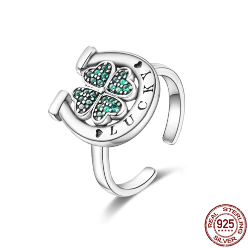 Hot Sale 925 Sterling Silver Lucky Ring – Trendy Engagement Jewelry for Lovers