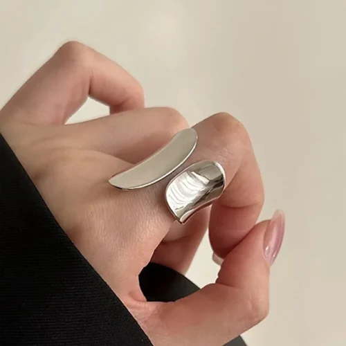 Exquisite 925 Sterling Silver Geometric Ring – Handmade Irregular Strip Design, Christmas Gift for Women