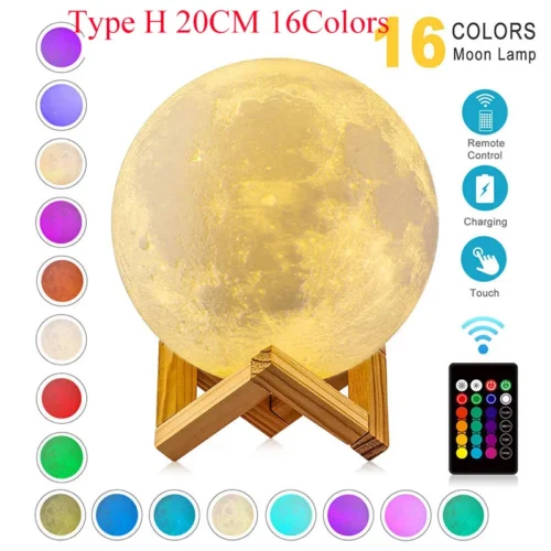 T30 Levitating Moon Lamp, 3D Printing LED Night Light, Magnetic Floating, 3 Colors