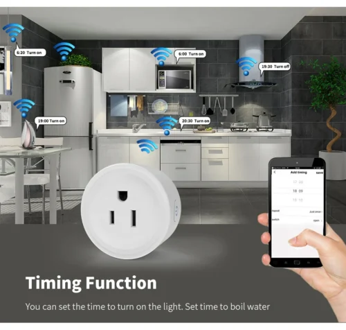 WiFi Smart Plug 10A US – Power Monitor, Remote Control, Google Assistant, Alexa, Yandex Alice Voice Control