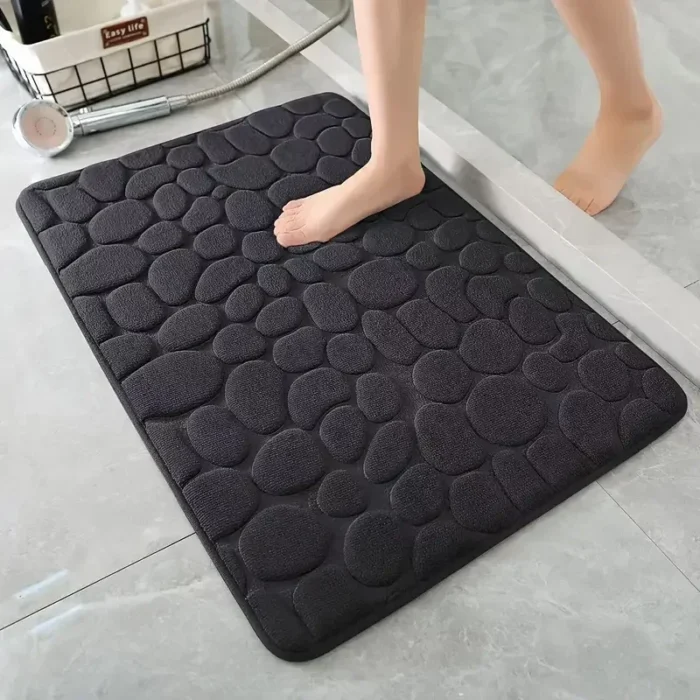 3D Cobblestone Embossed Bath Mat - Non-Slip, Absorbent, Quick Drying, Machine Washable Bathroom Doormat