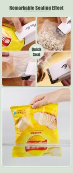 Compact Heat Bag Sealer - Portable Food Sealing Machine for Snacks - Kitchen Storage Clips and Home Organization Gadgets