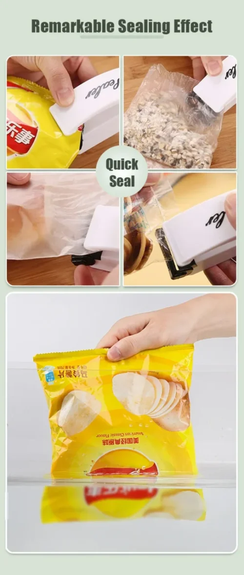 Compact Heat Bag Sealer – Portable Food Sealing Machine for Snacks, Kitchen Storage Clips