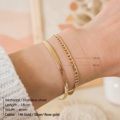 Elegant Three Layered Chain Bracelet – 316L Gold-Plated Stainless Steel