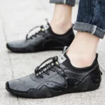 Men's Leather Casual Sneakers - New Fashion Waterproof Driving Shoes, Luxury Dress Loafers Footwear