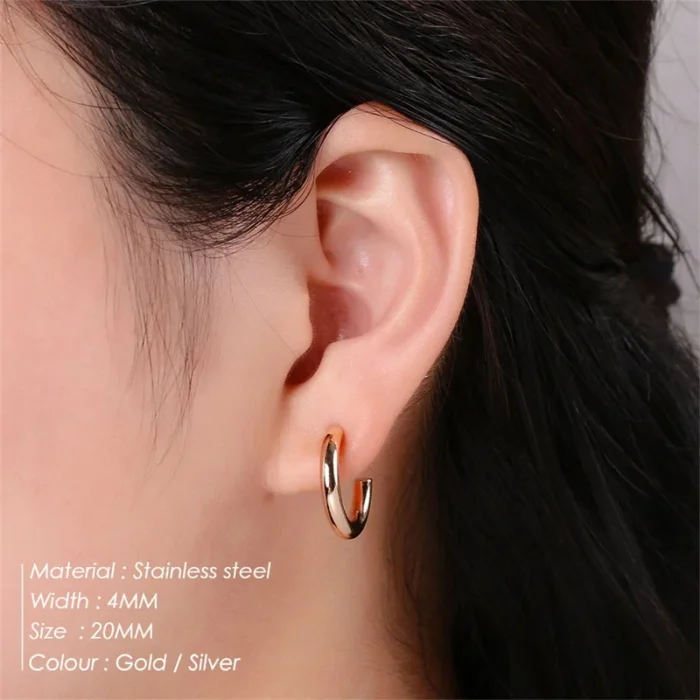 New Fashion Stackable C-Shape Gold or Silver Circle CZ Earrings