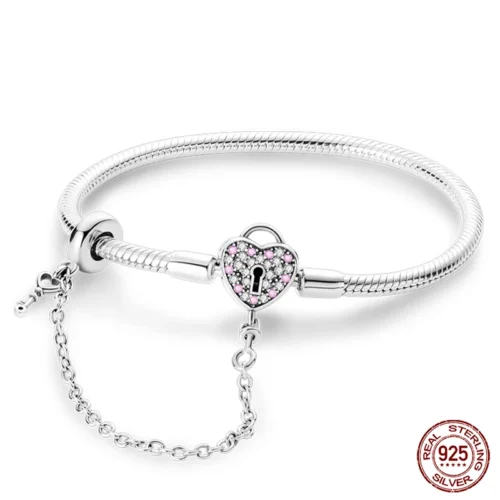 Exquisite 925 Silver DIY Charm Bracelet – Trendy Birthday Jewelry Gift for Women