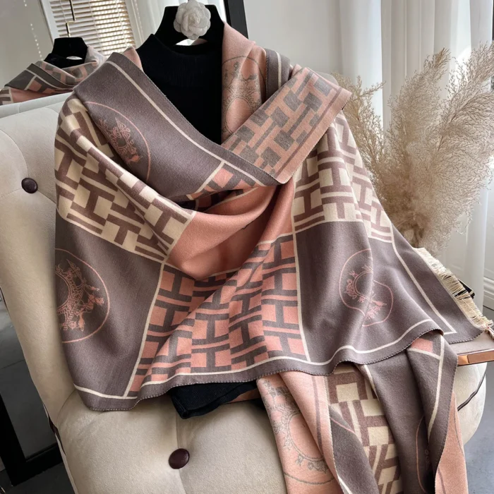 New Thick Floral Print Winter Poncho | Luxury Women's Warm Pashmina Scarf and Shawl Wrap