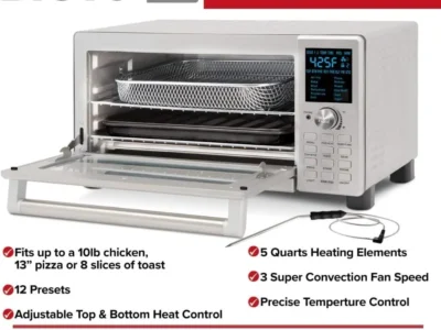 30QT Large Capacity Toaster Oven Air Fryer Combo - Fits Whole Chicken and 13" Pizza, Multi-Layer Cooking