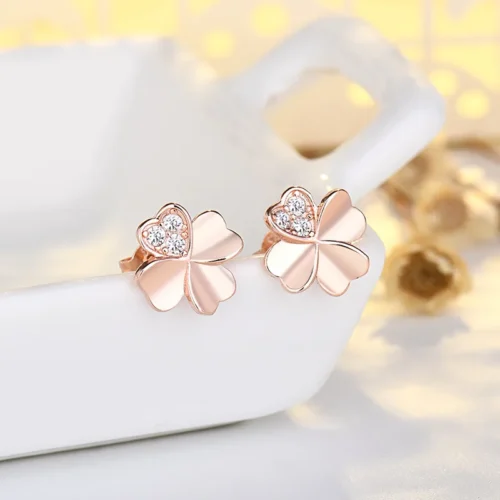 Exquisite 925 Sterling Silver Stud Earrings – Elegant Zircon Wedding Jewelry for Women