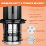 Cold Press Juicer Machine - Compact Masticating Juicer with 3.1" Wide Feed Chute, Slow Extractor for Fruits and Vegetables