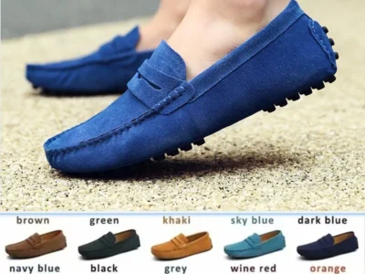 Men’s Genuine Leather Loafers – Casual Fashion Moccasins, Slip-On Flats, Large Sizes Available