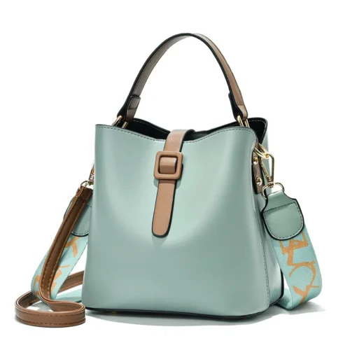 Women's Bucket Bag | Wide Shoulder Strap Handbag for Crossbody and Single Shoulder Use - Image 5