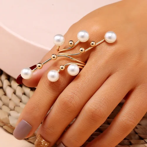 Minimalist Gold Pearl Ring for Women - Trendy Knuckle Jewelry for Parties and Gifts