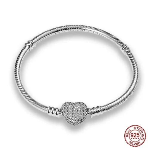 Exquisite 925 Silver DIY Charm Bracelet – Trendy Birthday Jewelry Gift for Women