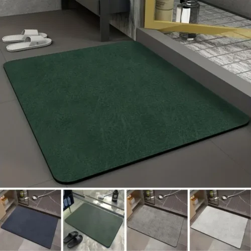 Solid Color Bath Mat - Super Absorbent, Quick Drying, Non-Slip Floor Rug, Decorative Entrance Carpet for Home and Living Room