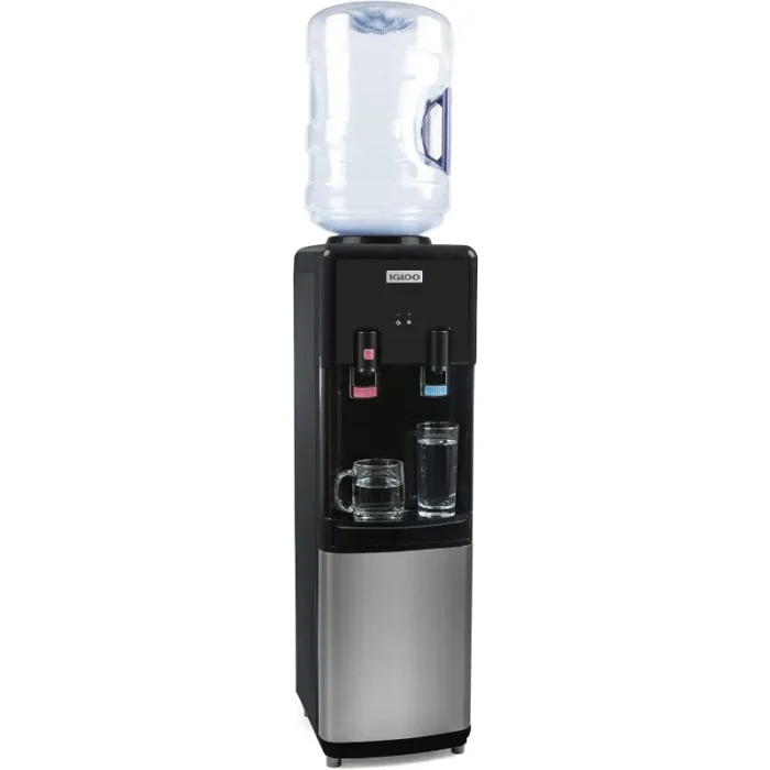 Top Loading Hot and Cold Water Dispenser - Water Cooler for 3 and 5 Gallon Bottles with Child Safety Lock