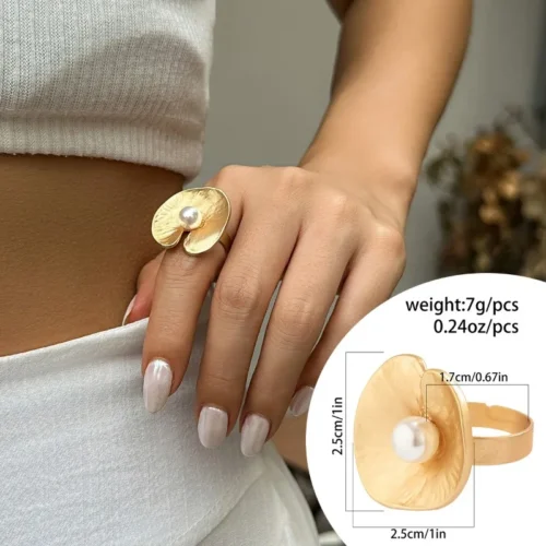 Exquisite Golden and Silver Geometric Rings – Handmade Classic Couple Jewelry, Flower Charm Gifts