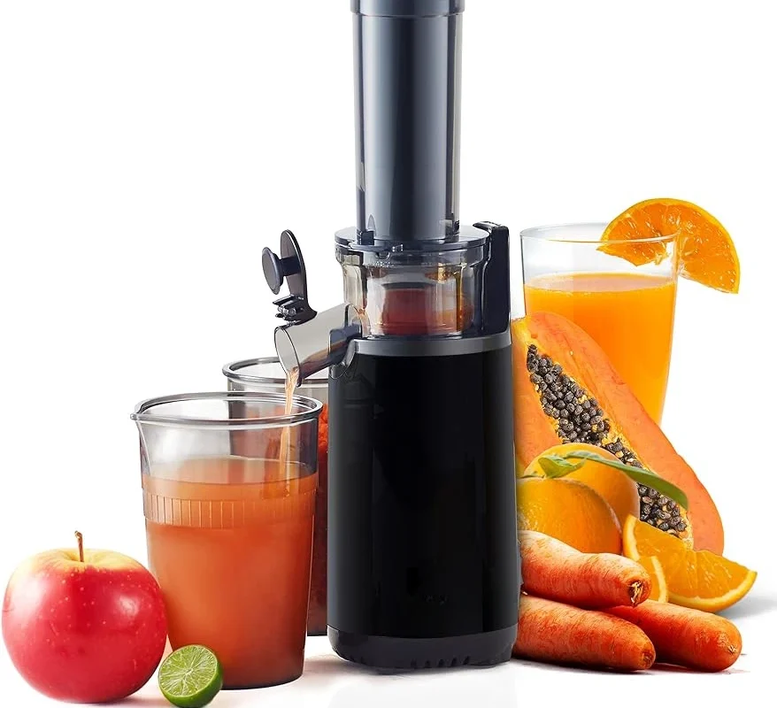 Compact Space-Saving Masticating Slow Juicer - Cold Press Juice Extractor, Nutrient and Vitamin Dense