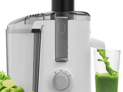 Compact Centrifugal Juice Maker - 3-Speed Juice Extractor for Fruits & Vegetables, User-Friendly, Easy-Clean, White