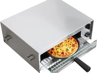 Countertop Electric Frozen Pizza Oven - Indoor Use with 30-Minute Timer, Glass Door, Interior Light, Commercial Pizza Maker